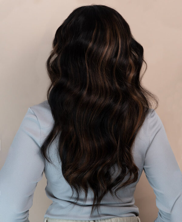 front lace human wig - 20" mocha brown balayage.