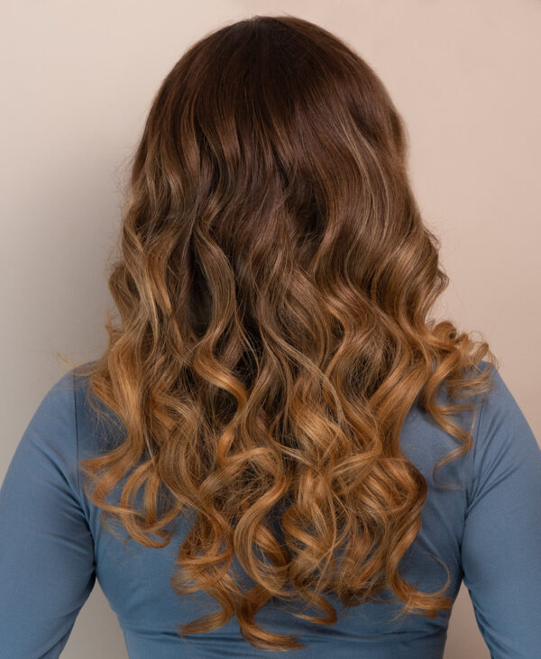 front lace human wig - 20" chestnut blonde balayage.