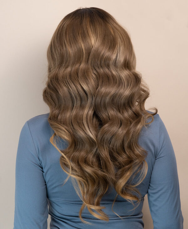 front lace human wig - 20" ash blonde balayage.