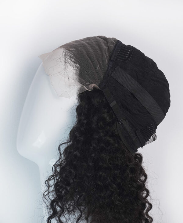 front lace human wig - 12" 3A curly natural black.