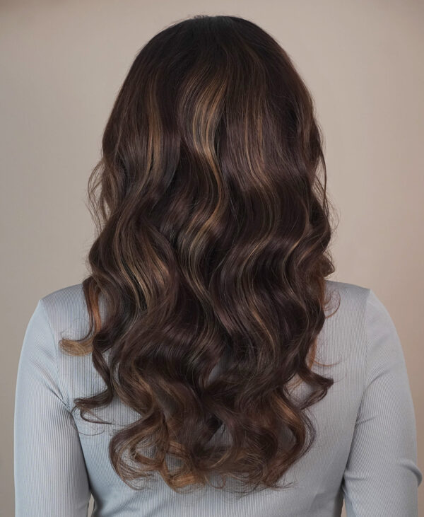 front lace human wig - 20" light brown balayage.