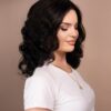 put on & go pre-cut lace curly human wig - 14" natural black.