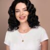 put on & go pre-cut lace curly human wig - 14" natural black.