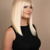 long bob with fringe human wig - 16" platinum blonde.