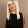 long bob with fringe human wig - 16" platinum blonde.