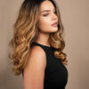 front lace human wig - 18" rooted caramel bouncy curls.