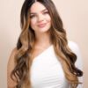 vegan fiber caramel balayage moneypiece wig 24".