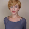 wedge cut human wig - 8" honey blonde.
