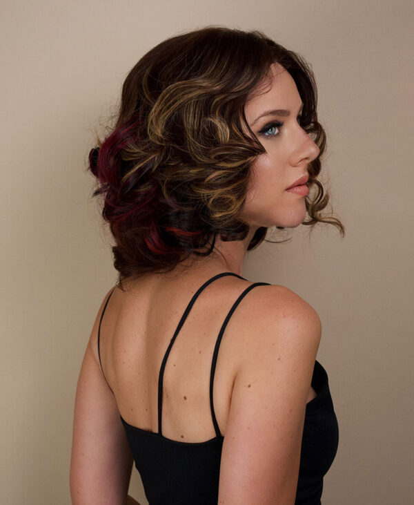 4x4 front lace wig - 10" - brown with colored highlights.