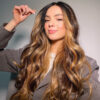 vegan fiber caramel balayage moneypiece wig 24".