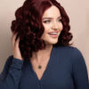 bouncy curls human wig - 14" dark red.