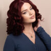 bouncy curls human wig - 14" dark red.