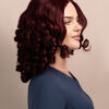 bouncy curls human wig - 14" dark red.
