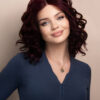 curly human wig - 12" dark red.