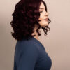 curly human wig - 12" dark red.