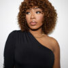 curly human wig - 10” caramel balayage.