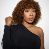curly human wig - 10” caramel balayage.