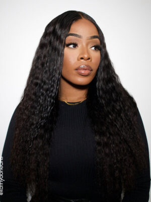 wavy human wig - 22” natural black.