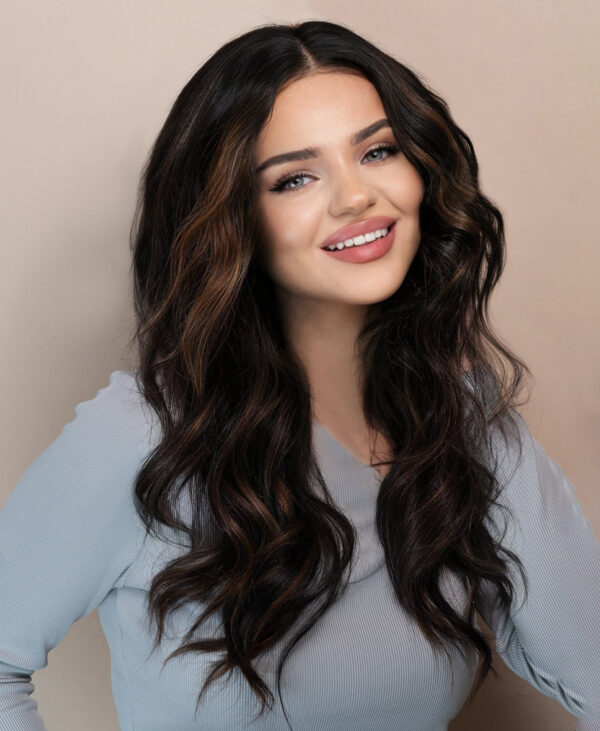front lace human wig - 20" mocha brown balayage.