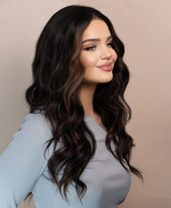 front lace human wig - 20" mocha brown balayage.