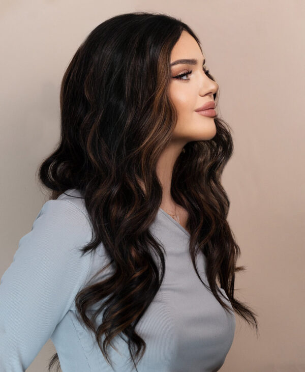 front lace human wig - 20" caramel balayage.