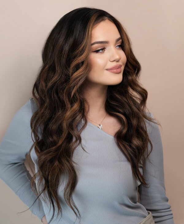 front lace human wig - 20" caramel balayage.