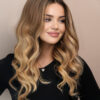 front lace human wig - 20" root melt blonde balayage.