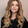 front lace human wig - 20" root melt blonde balayage.