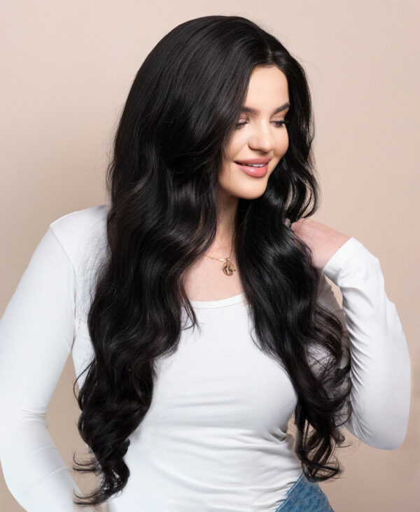 front lace human wig - 26" natural black.