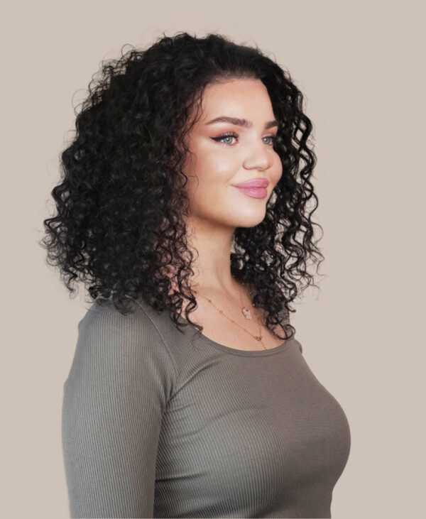 front lace human wig - 14" 3A curly natural black.