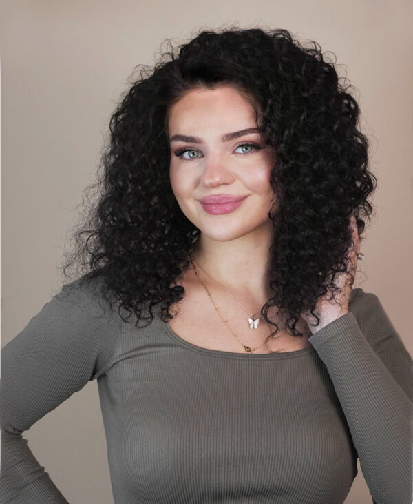 front lace human wig - 14" 3A curly natural black.