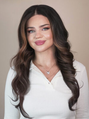 front lace human wig - 20" dark brown balayage