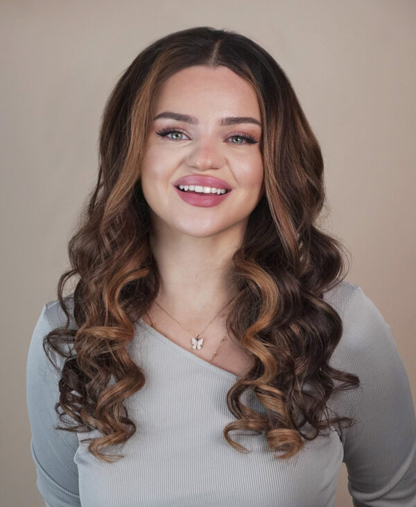 front lace human wig - 20" light brown balayage.
