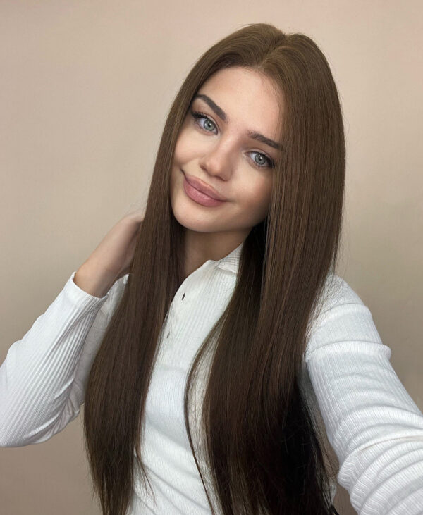 front lace human wig - 24" light brown.