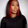 long bob human wig - 10" red money piece highlights.