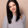 put on & go pre-cut lace long bob human wig - 14" natural black.