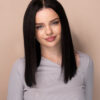 put on & go pre-cut lace long bob human wig - 14" natural black.