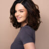 front lace human wig - 10" rooted brown bouncy curls.