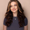 front lace human wig - 18" chocolate brown with moneypiece highlights.