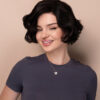 bouncy wedge human wig - 6" dark brown.