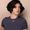 bouncy wedge human wig - 6" dark brown.