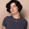 bouncy wedge human wig - 6" dark brown.