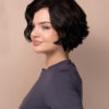 bouncy wedge human wig - 6" dark brown.