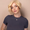 asymmetric wedge human wig - 6" light blonde.
