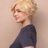 asymmetric wedge human wig - 6" light blonde.