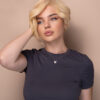 asymmetric wedge human wig - 6" light blonde.