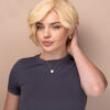 asymmetric wedge human wig - 6" light blonde.