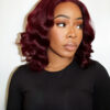 curly human wig - 12" dark red.