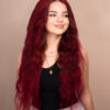 front lace human wig wavy 13x4 - 30" cherry red