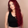 front lace human wig wavy 13x4 - 30" cherry red